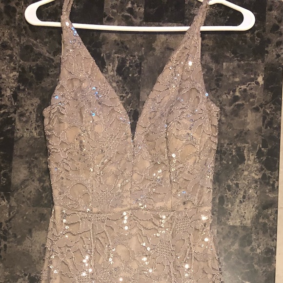 Formal dress/Gown Taupe Lace - Picture 2 of 5